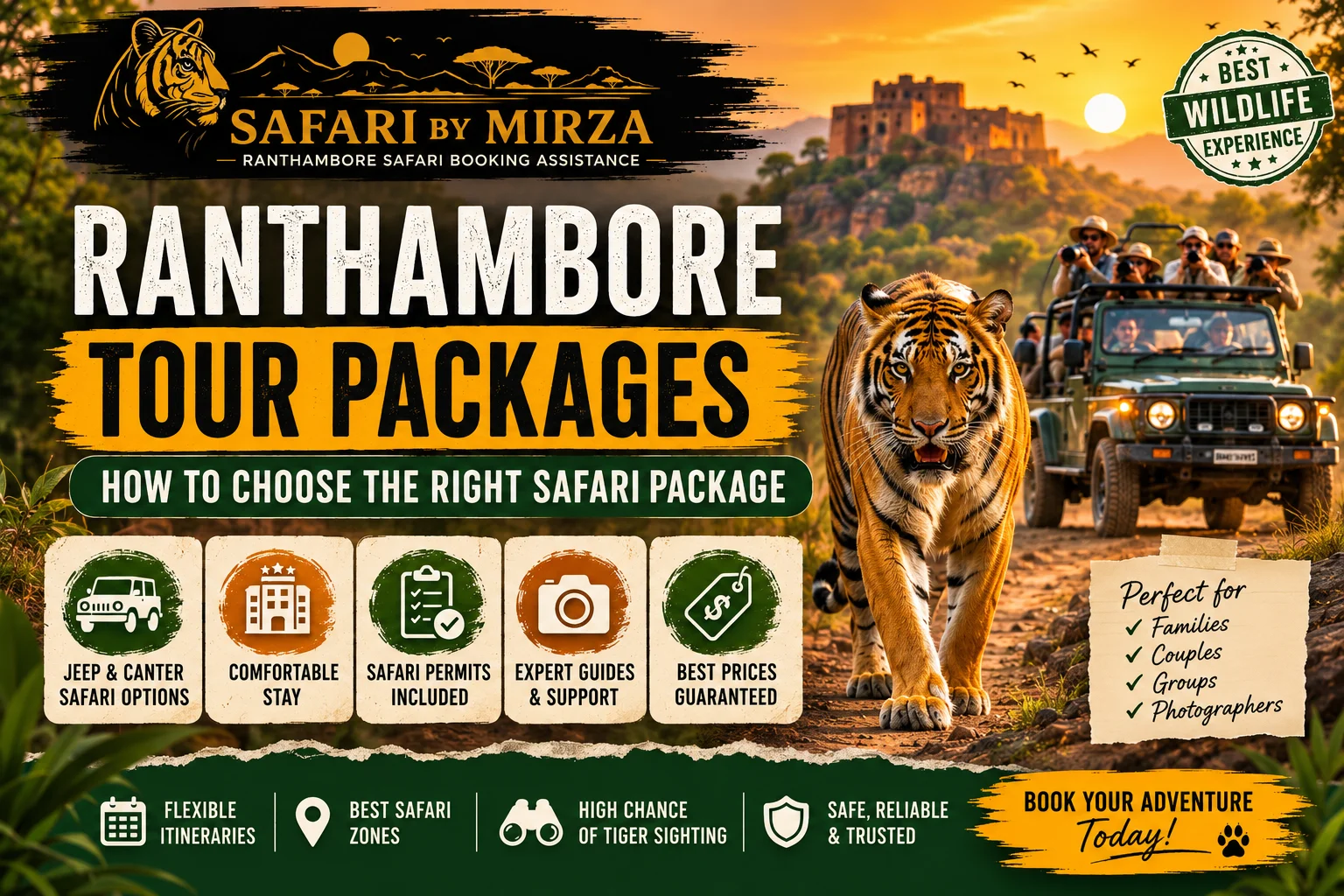 Ranthambore tour packages with Jeep Safari and Canter Safari options